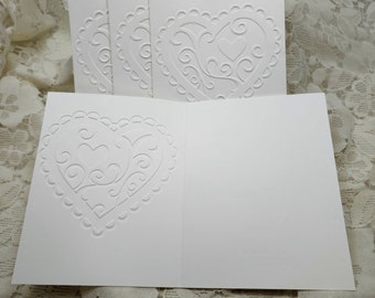 Embossed Lace Heart Card Set - Handmade All Occasion Note Cards