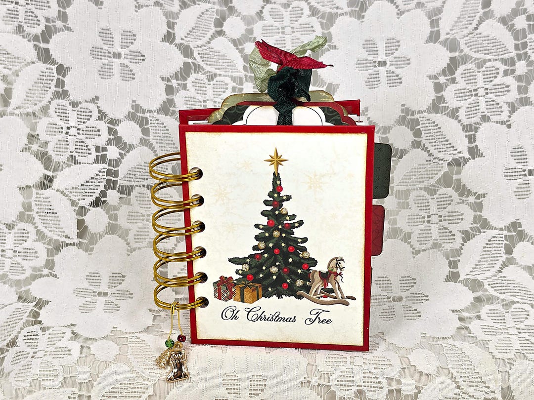 Vintage Christmas Mini Cinch Notebook Journal With Pockets, Tags and ...