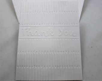 Embossed Thank You Note Card Set: Handmade White Cards thk002
