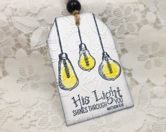 Embossed Scripture tags designs for decoration, Matthew 6:16, Tag/Decor , Embossed Light Bulbs, Encouragement tags. fth057