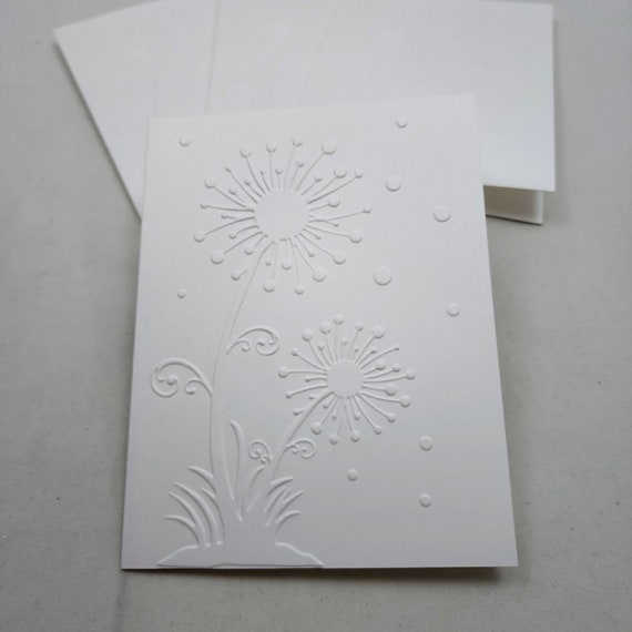Embossed Cards Box Set, Greeting Cards Set, Note Cards Set, Embossed Cards,  Blank Cards, Note Card Set, White Cards, DANDELION W/E 