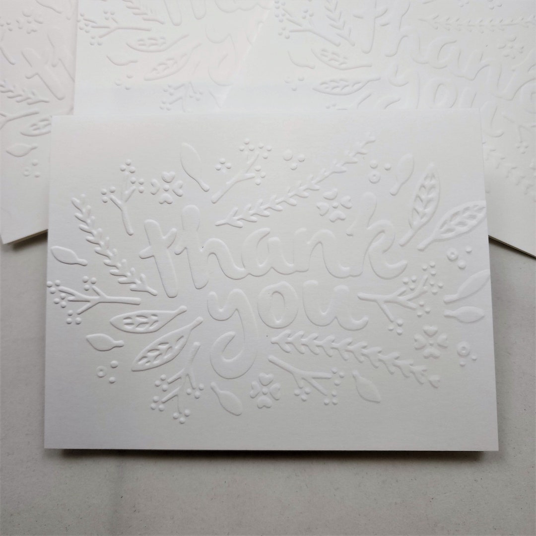 Thank You Embossed Set of 6 Note Cards, Thank You Card, Blank Note Card ...