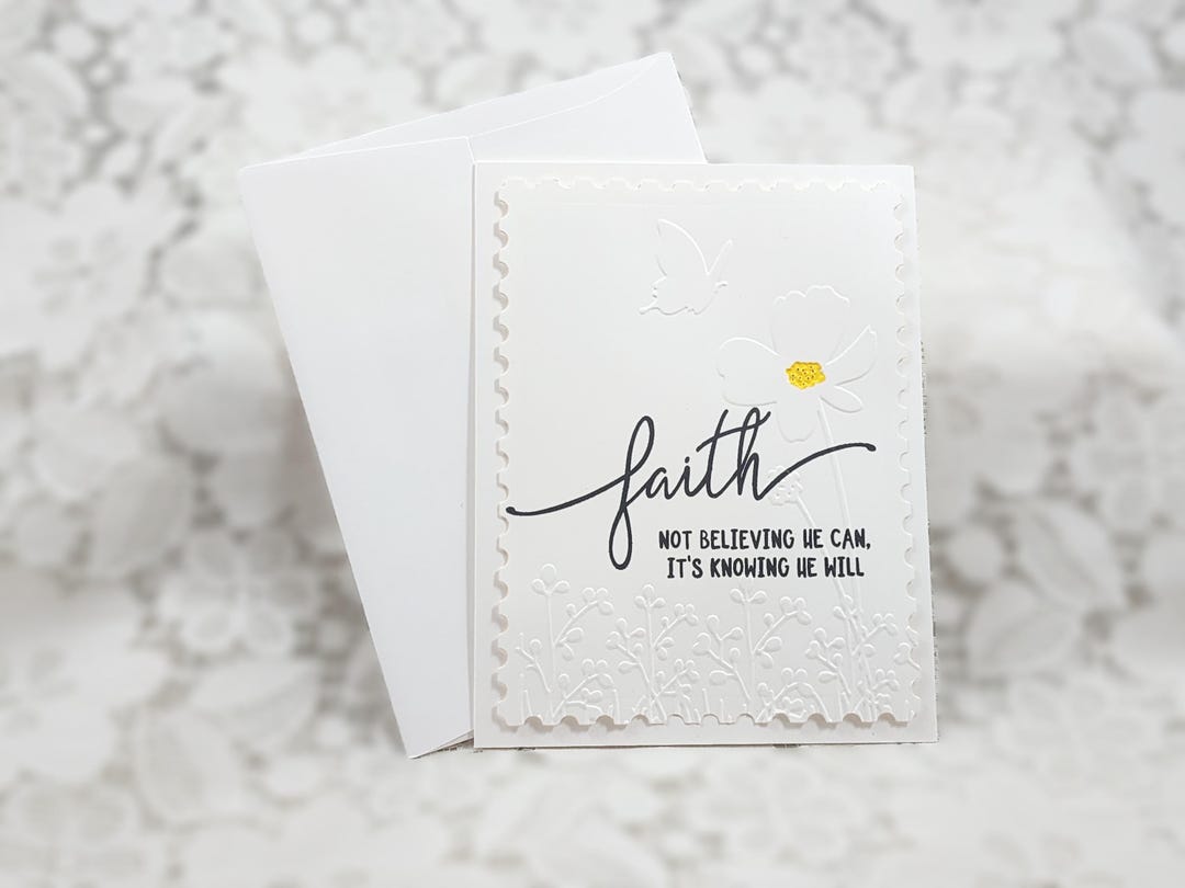 Embossed Faith Note Card: Daisy and Butterfly Handmade Card Fth080 - Etsy