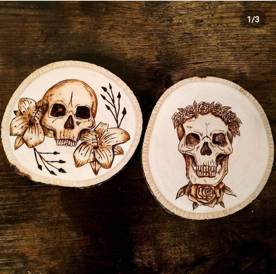 Custom Wood Burned Coaster Set, Personalized Set of 4 Coasters