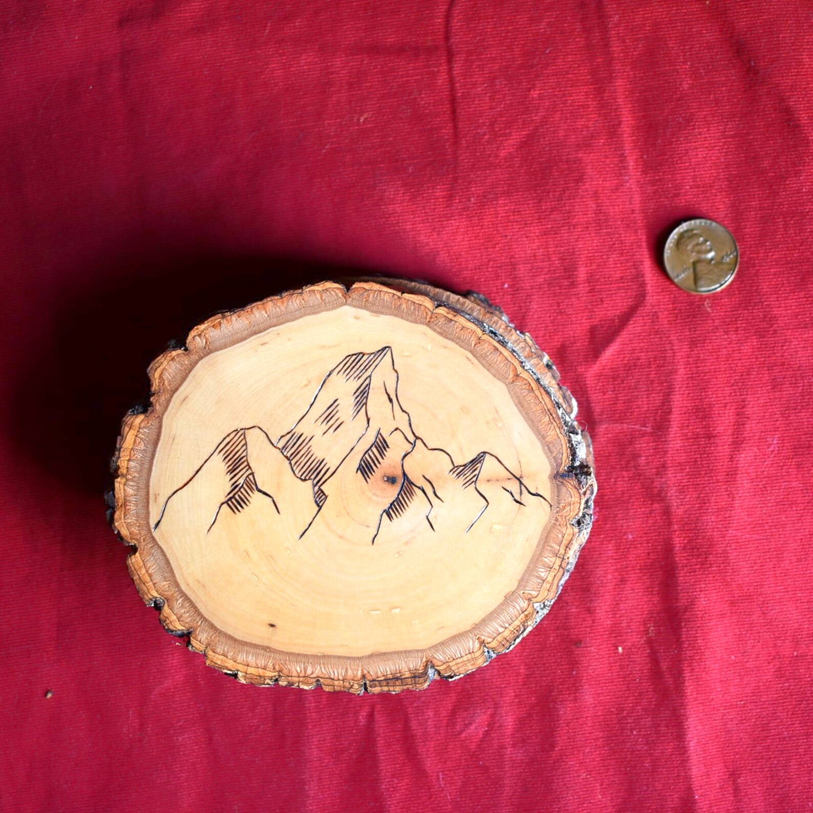 Wood Burned Coasters With A Mountain Design Set of 3 Drink Etsy
