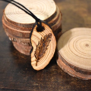 Necklace With Wood Burned Feather, Handmade Wood Necklace, Feather Pendent, Pyrography Art Jewelry, Affordable Necklace, Cheap Jewelry