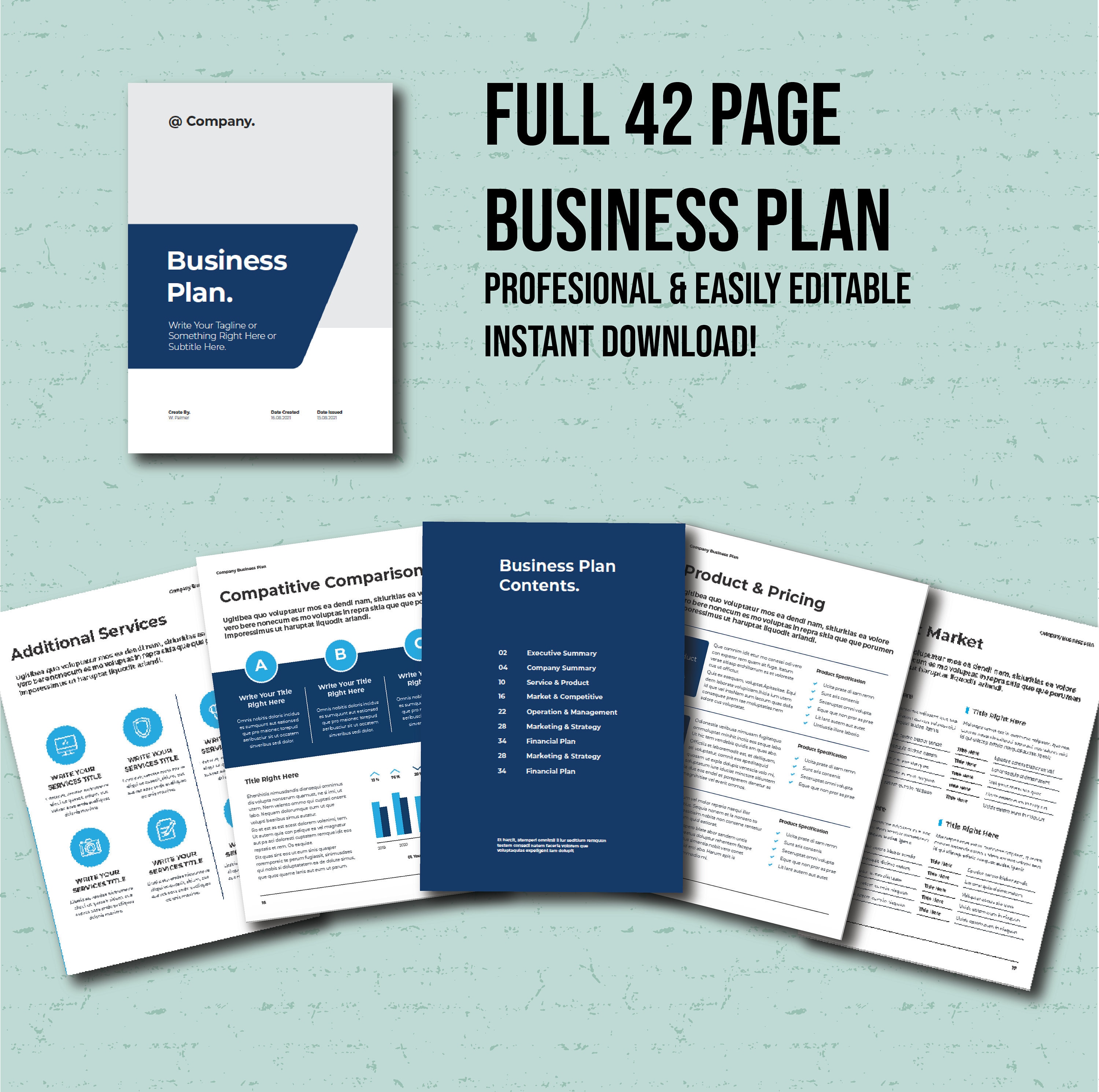 full-business-plan-template-42-pages-easily-editable-etsy