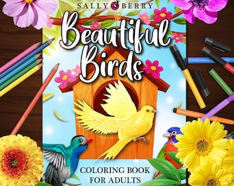Beautiful Birds: Coloring Book for Birds Lovers - 25 Pictures, Printable Pages for Stress Relieving, for Relaxation, Instant download PDF