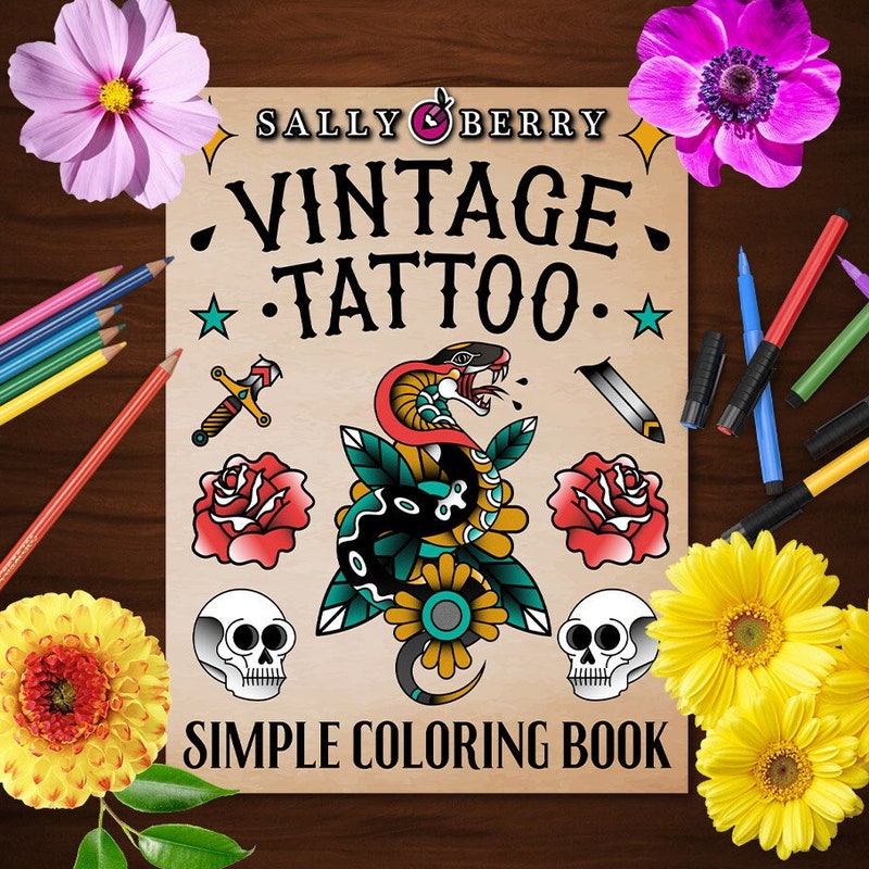 Tattoo Coloring Book - Etsy