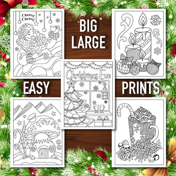 Christmas Coloring Book for Adults Large Print: 50 Easy, Relaxing