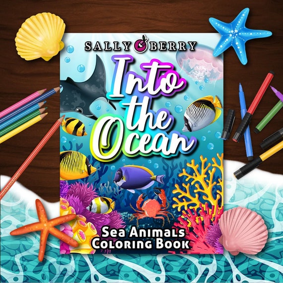 Into the Ocean Coloring Book: 35 Sea Life Illustrations, Large Prints, Printable Pages for Stress Relief&Relaxation, Instant download PDF