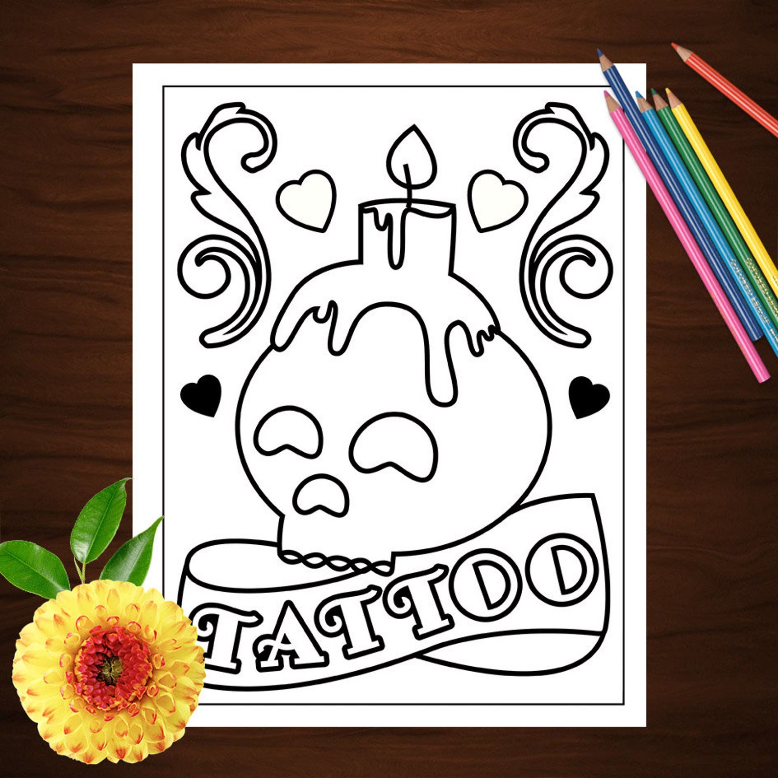 Vintage Tattoo Coloring Book: 50 Simple Tattoo Illustrations - Etsy