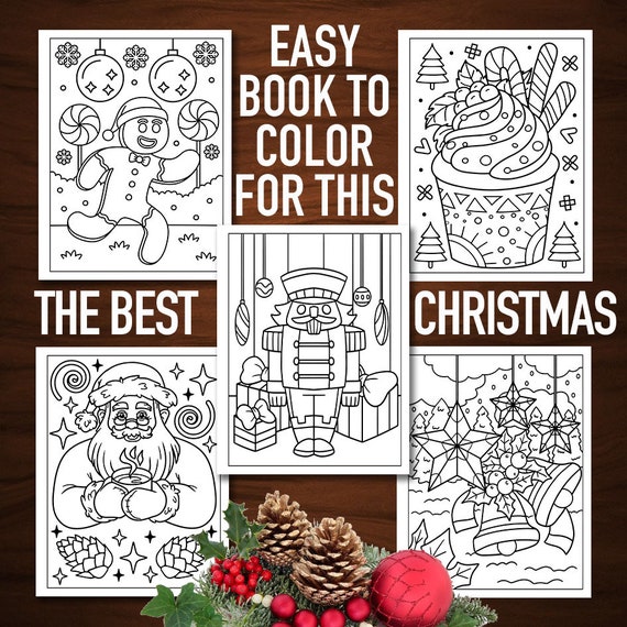 A Brighter Year - Very Merry Mini Coloring Book, Holiday, Christmas, Gift,  Stocking Stuffer, 50 Pages of Anxiety + Stress Relief [1 Pack]