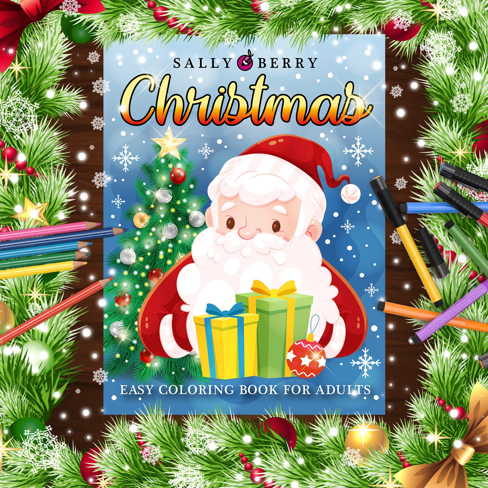 Fun and Cute Xmas Holiday Santa Claus Coloring Book with Relaxing Winter  Scenes