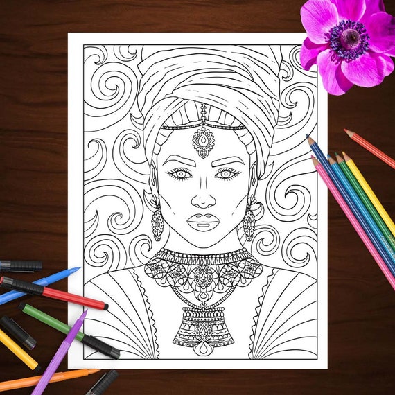 Black Women Adult Coloring Book: Beautiful African American Women Portraits  - Coloring Book for Adults Celebrating Black and Brown Afro American Queen  (Paperback)
