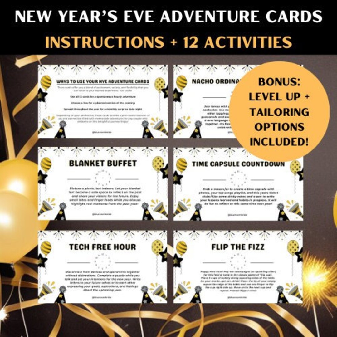 Printable New Year's Eve Adventure DATE NIGHT CARDS Digital Diy Couples ...