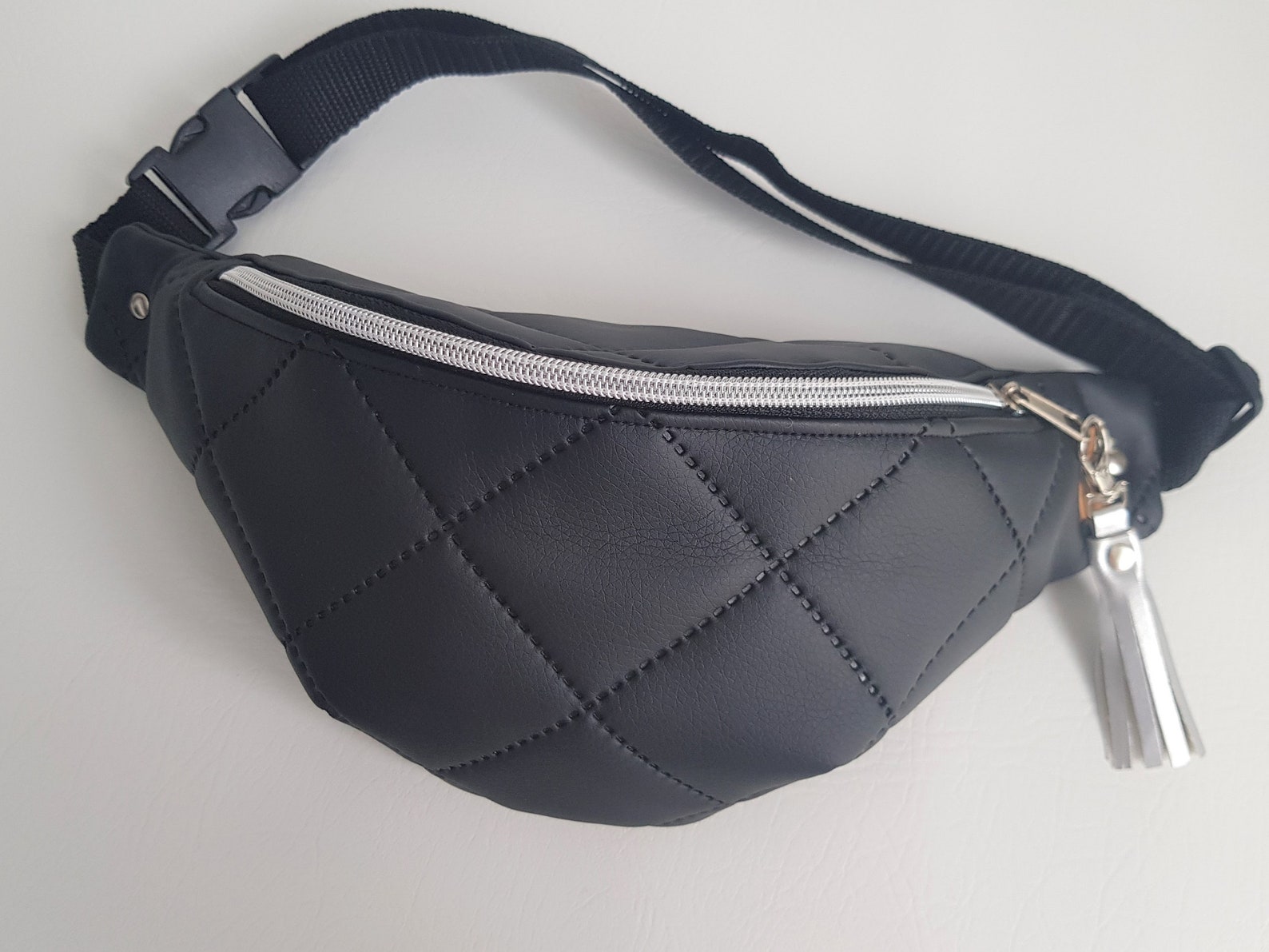 Women/Ladies Pu Leather Bum Bag Black Leather Fanny Pack Bum Etsy