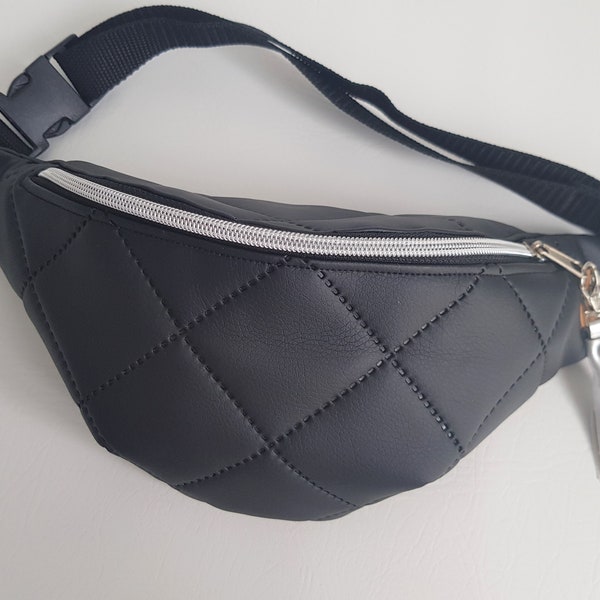 Women/Ladies Pu Leather Bum Bag, Black Leather Fanny Pack, Bum Bag, Leather Waist Bag, Festival Pouch, Gift For Her