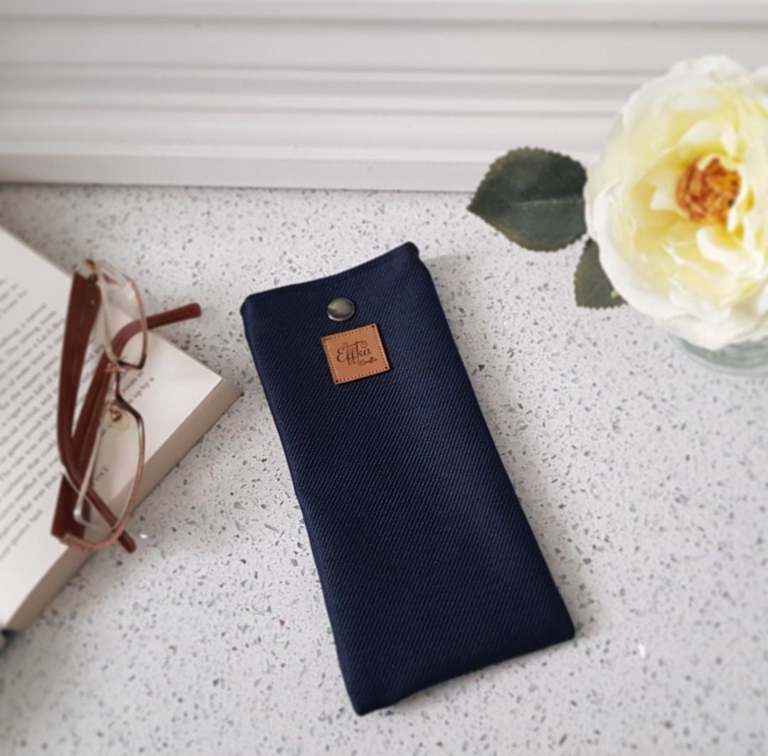 Fabric Glasses Case, Sunglasses Case, Soft Glasses Case, Navy Blue