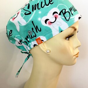 Smile, Brush, and Floss Dental Scrub Cap, Surgical Cap, Scrub Cap. MATCHING MASK AVAILABLE