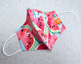 Fresh Watermelon Mask with Nose Wire. 100% Cotton, Washable, Triple Layer Cotton Face Mask.