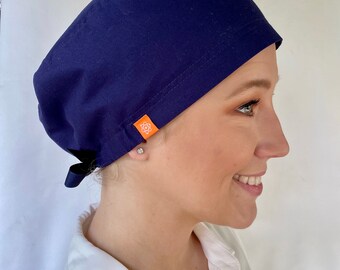 Marine blau Peeling Mütze mit Knöpfen, Scrub Hut, chirurgische Kappe mit Knöpfen, Unisex. Waschbar.