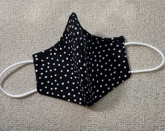 Polka Dot Mask with Nose Wire. 100% Cotton, Washable, Triple Layer Cotton Face Mask.