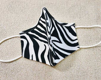 Zebra Mask with Nose Wire. 100% Cotton, Washable, Triple Layer Cotton Face Mask.