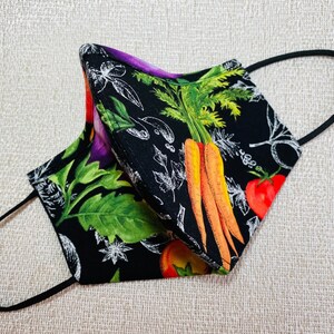 Vegetables Mask with Nose Wire. 100% Cotton, Washable, Triple Layer Cotton Face Mask.