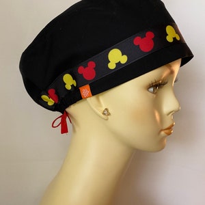 Mickey Mouse in Black Scrub Cap, Scrub Hat, Surgical Cap. Doctor, Nurse, Dentist, Veterinarian, Medical Caps