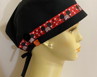 Mickey Mouse Wonder Eyes Scrub Cap, Medical Black Cap. Washable. LIMITED EDITION.