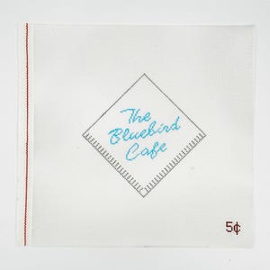 The Bluebird Cafe Beverage Napkin Needlepoint Canvas