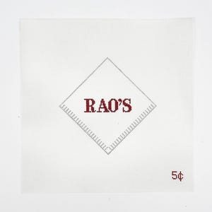 Rao’s Beverage Napkin Needlepoint Canvas