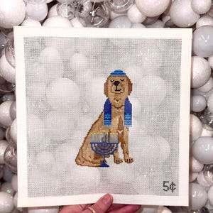 Hanukkah Dog Needlepoint Canvas