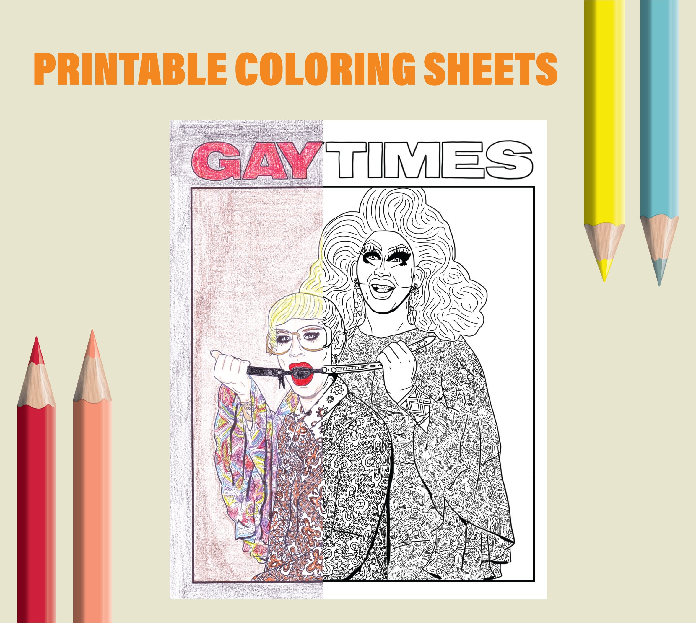 Drag Queens TRIXIE & KATYA Printable Adult Coloring Pages Etsy