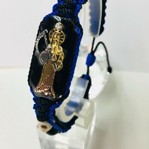 Hand made Holy Death BK/ BL bracelet Santa Muerte pulsera doble hecha a mano