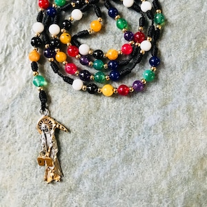 Holy Death Rosary 7 potencias Rosario Santa Muerte Handmade Gemstone stone 6mm
