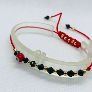 Pulsera Red Evil Eye 14k cuentas llenas de oro Pulsera para el mal ojo rojo