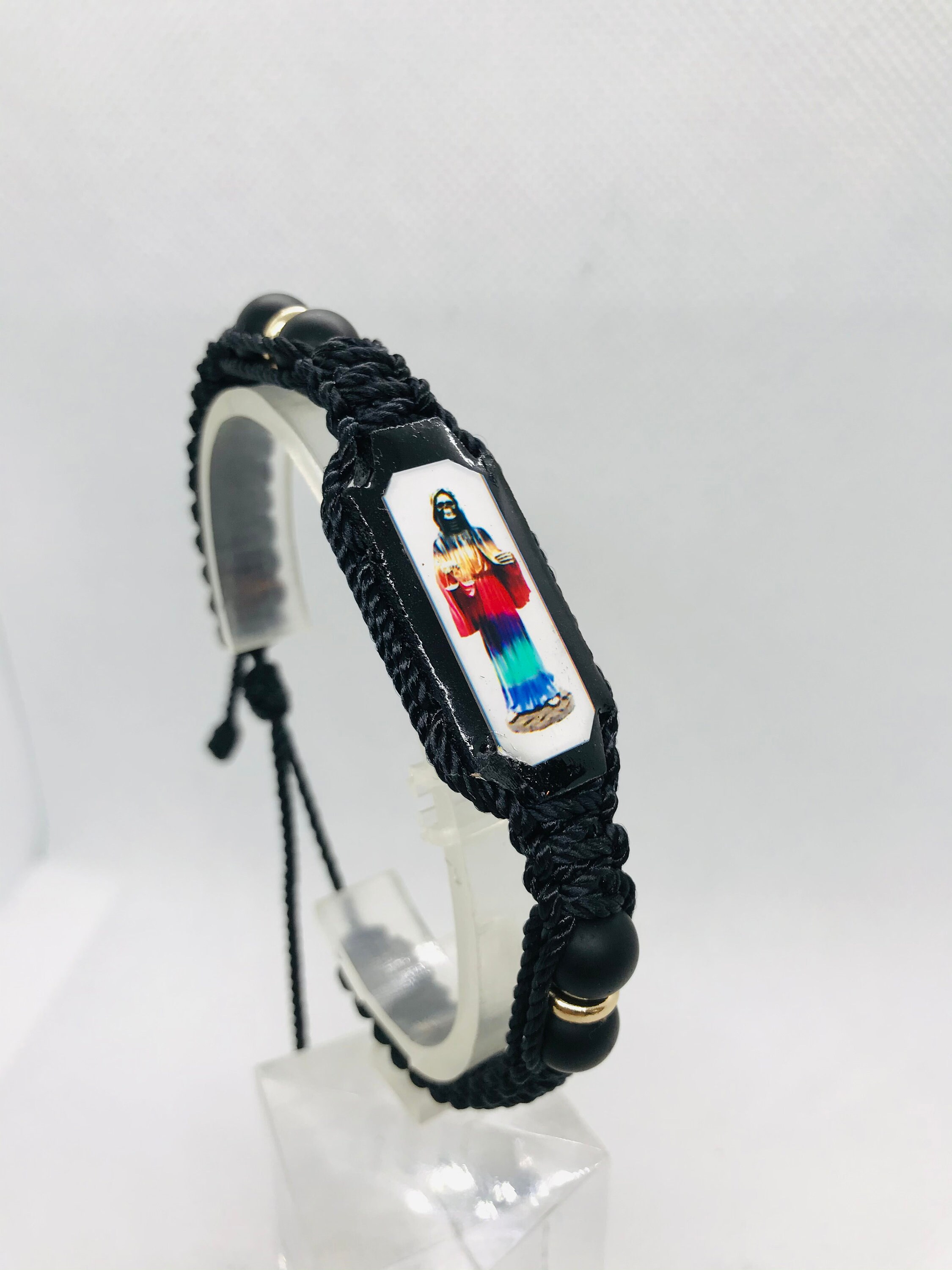 Hand Made Holy Death Black Bracelet Santa Muerte 7 Potencias
