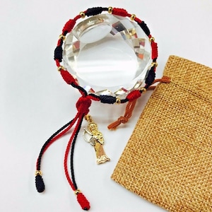 Holy Death BK/RD Bracelet Santa Muerte pulsera oro laminado hecha a mano