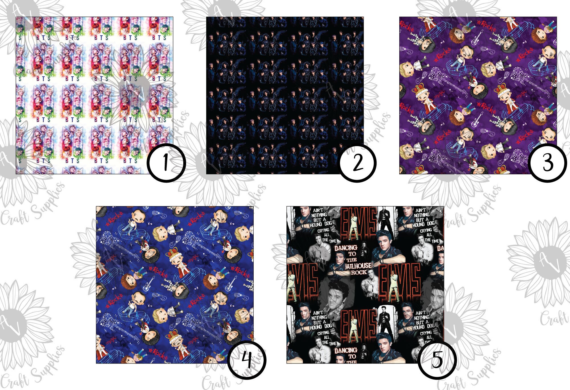 Music Set 1 Printed Marine Fabric Vinyl