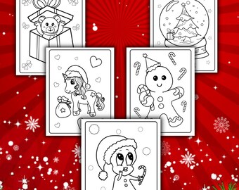 Kerstkleurplaten voor kinderen, kerstprints, kerstactiviteiten, kousen, kerstman, rendier, kerstboom