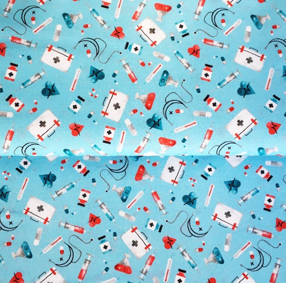 premium 100% cotton poplin/high quality cotton fabric/medical print/doctor  print/sanforized cotton fabric/ 1/2 yard