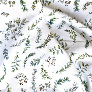 premium 100% cotton poplin/high quality cotton fabric/leaves/botanical print/preshrinked cotton fabric/fern/forest/fabric/price per 1/2 yard