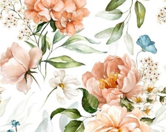 exclusive 100% cotton percale/high quality cotton fabric/watercolor flowers/floral fabric/floral pattern fabric/vintage flowers/ 1/2 yard