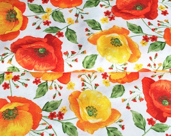premium polycotton floral fabric/heavy floral fabric/floral pattern/poppy pattern/thick fabric/floral upholstery fabric/flowers/ 1/2 yard