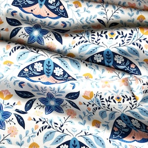 exclusive 100% cotton satin/high quality cotton fabric/fairytale moths/butterflies/painted butterflies/designer fabric/ 1/2 yard