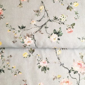 premium 100% cotton poplin/floral cotton fabric/painted roses/botanical print/preshrunk cotton fabric/designer fabric/ 1/2 yard image 2
