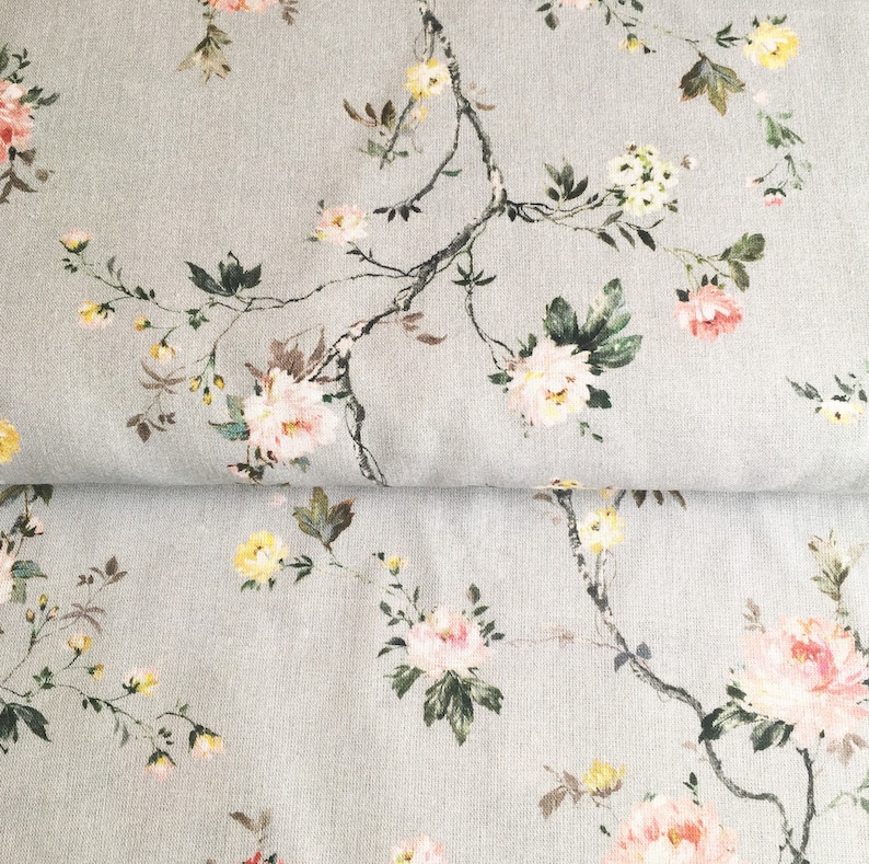 premium 100% cotton poplin/floral cotton fabric/painted roses/botanical print/preshrunk cotton fabric/designer fabric/ 1/2 yard image 2