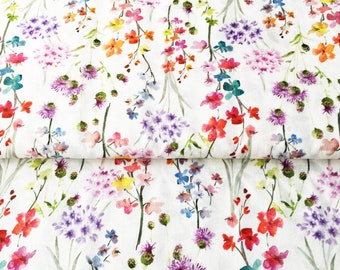 premium 100% cotton poplin/high quality cotton fabric/watercolor flowers/floral print/sanforized cotton fabric/floral fabric